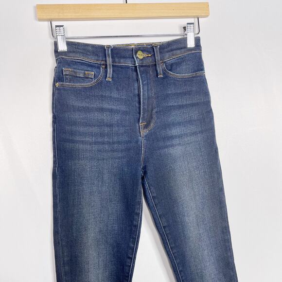 Frame Womens Size 24 Dark Wash Lomita Coated Skinny Jeans Cotton Modal Stretch - Picture 3 of 11